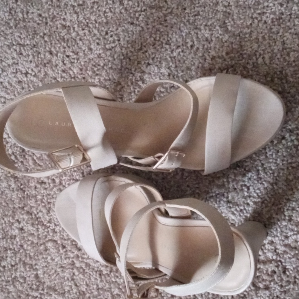 Lauren Conrad beige platform sandals